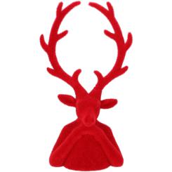XL Velours Hirsch Tasko rot Arme aufgestützt Samtoptik 45 cm Vosteen 