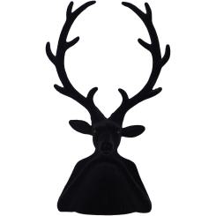 XL Velours Hirsch Tasko schwarz Arme aufgestützt Samtoptik 45 cm Vosteen 