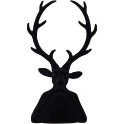 XXL Velours Hirsch Tasko schwarz Arme aufgestützt Samtoptik 60 cm Vosteen 