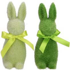 Kleiner Hase Stuppsi hellgrün/grün Samtoptik Ostern Osterdeko 15 cm Vosteen 