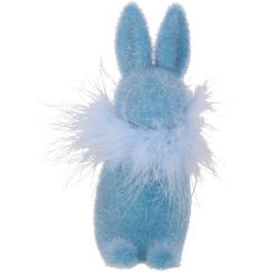 Kleiner Hase Stuppsi blau Samtoptik Ostern Osterdeko 15 cm Vosteen 