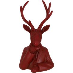 Hirschkopf Gion matt dunkel rot 31 cm Vosteen 