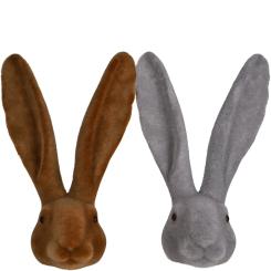 Hasenkopf Stuppsi taupe braun/grau Samtoptik Ostern Osterdeko 25 cm Vosteen 