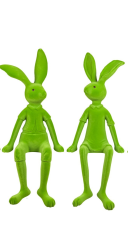 Kantenhocker Hase Lotte & Leo grün Pärchen  Velours Samtoptik 36 cm 