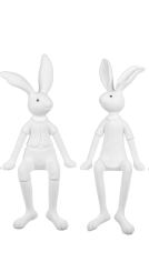 Kantenhocker Hase Lotte & Leo weiß Pärchen  Velours Samtoptik 36 cm 