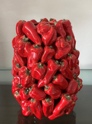 Vase red Pepper Paprika rot 26,5 cm Designer Vase handgefertigt 