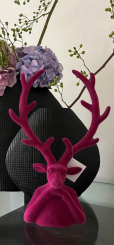 Velours Samt Hirsch cassis Arme aufgestützt Samtoptik 30 cm 