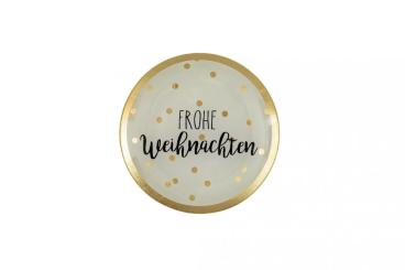 Gift Company Love Plates, Glasteller M, Frohe Weihnachten, rund, weiß 