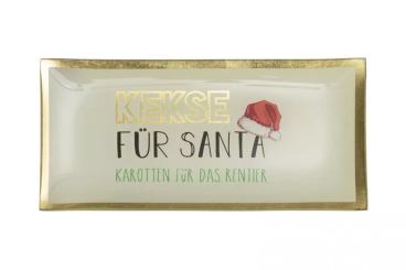 Gift Company Love Plates, Glasteller, L, Kekse für Santa, hellgrau 