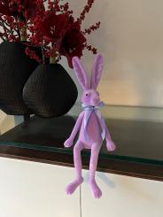 Kantenhocker Hase flieder Velours Samtoptik 40 cm 