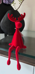 Kantenhocker Elch Velours Samtoptik granatapfel rot 31 cm 