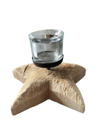 Stern Windlicht Kerzenhalter Holz natur Glas Landhaus Shabby, WMG Wohnmanufactur 