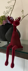 XL Kantenhocker Elch Velours Samtoptik bordeaux rot 53 cm 