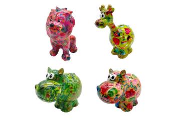 Pomme Pidou exklusive Spardose Safari Löwe, Giraffe, Nilpferd Hippo Kaffeekasse 