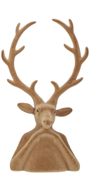 XXL Velours Hirsch Tasko hellbraun Arme aufgestützt Samtoptik 60 cm Vosteen 