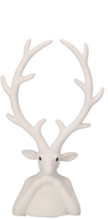 Velours Hirsch Tasko weiß Arme aufgestützt Samtoptik 30 cm Vosteen 