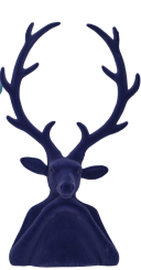 XXL Velours Hirsch Tasko blau Arme aufgestützt Samtoptik 60 cm Vosteen 