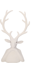 XL Velours Hirsch Tasko weiß Arme aufgestützt Samtoptik 45 cm Vosteen 