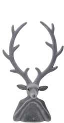 Velours Hirsch Tasko grau Arme aufgestützt Samtoptik 30 cm Vosteen 