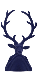 XL Velours Hirsch Tasko blau Arme aufgestützt Samtoptik 45 cm Vosteen 