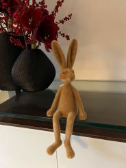 Kantenhocker Hase caramel braun Velours Samtoptik 40 cm 