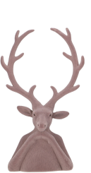 XXL Velours Hirsch Tasko hellbraun/greige Arme aufgestützt Samtoptik 60 cm Vosteen 