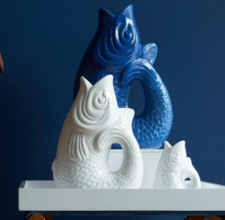 Gift Company Monsieur Carafon Keramik Fisch Vase, Krug Karaffe S weiß, 1,2 Liter 