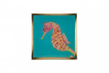 Gift Cmpany Love Plates, Glasteller S, Cote D´Azur, Seepferdchen, türkis/gelb 