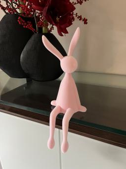 Kantenhocker Hase pastell rosa Velours Samtoptik 37 cm 