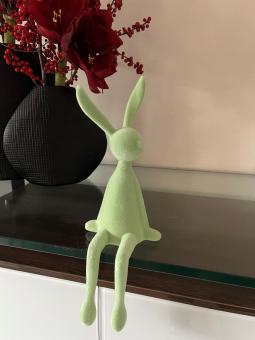 Kantenhocker Hase mint grün Velours Samtoptik 37 cm 