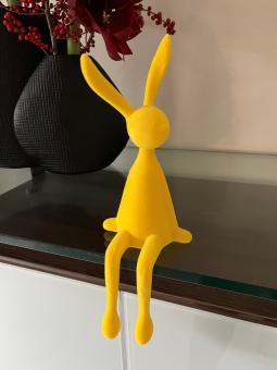 Kantenhocker Hase gelb Velours Samtoptik 37 cm 