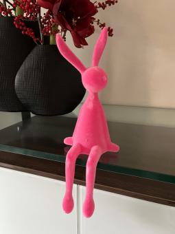 Kantenhocker Hase pink Velours Samtoptik 37 cm 