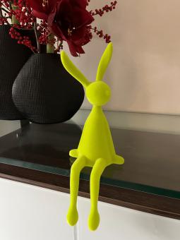 Kantenhocker Hase grün Velours Samtoptik 37 cm 