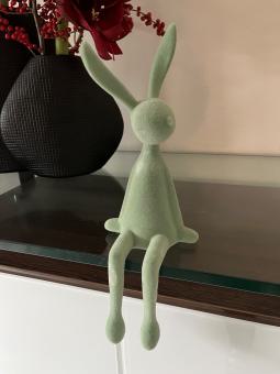 Kantenhocker Hase salbei grün Velours Samtoptik 37 cm 
