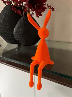 Kantenhocker Hase orange Velours Samtoptik 37 cm 