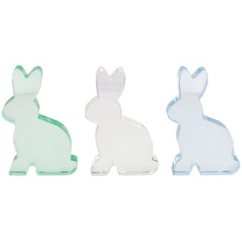 Gift Company Honey Bunny Hase, Glas,  flach, transparent/hellblau/hellgrün 