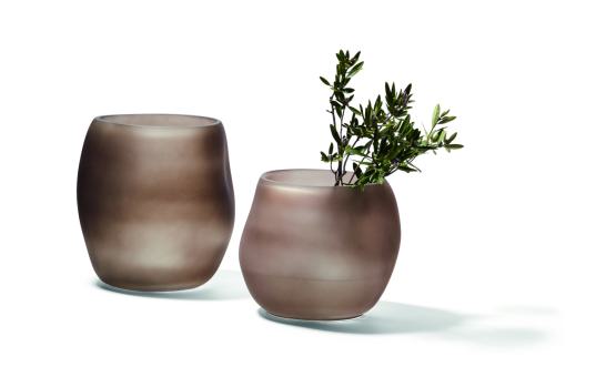 ORGANIC Vase Philippi Design massiv mundgeblasen Glas natur farben, 2 Größen 