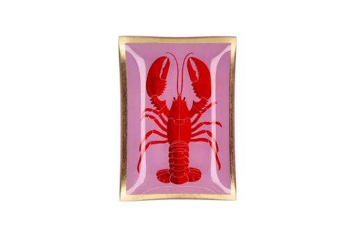 Gift Company Love Plates, Glasteller M, Motiv: Hummer, rosa/rot 