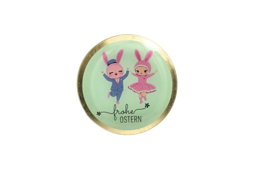 Love Plates, Glasteller M, Motiv: frohe Ostern, rund, mint 