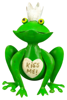 Frosch Froschkönig Kiss Me! Skulptur  Metall Deko Garten Terrasse Balkon 