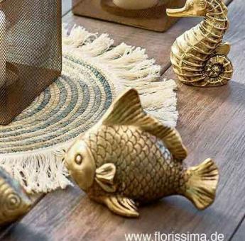 Fisch Keramik alt gold Deko maritim Nord Stil 