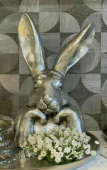XL Hase Büste silber Osterdeko 30 cm 
