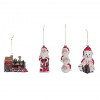 Christbaumschmuck 4-er Set Baumschmuck Santa Teddy Lokomotive Deko Blanc Mariclo 