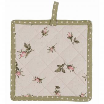 Topflappen 1 Paar (2 Stück)   Rose grün creme Shabby Landhaus, Blanc Mariclo 