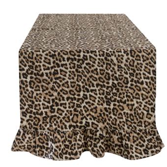 Tischläufer Läufer Tischdecke Leopard mit Volant 50 x 150 Landhaus Blanc Mariclo 