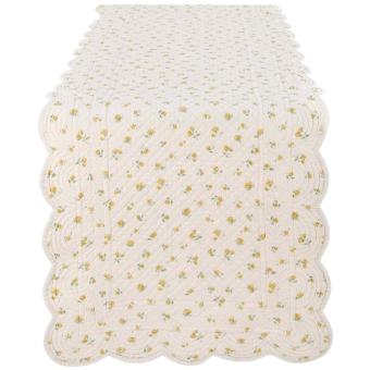 Tischläufer Quilt weiß mit Streublümchen gelb, Blanc Mariclo 