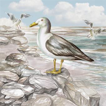 20 Servietten Seagull on the Shore, Möwe 33x33,Ambiente 