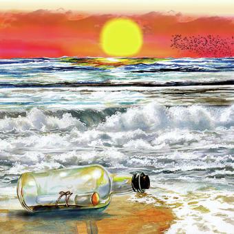 20 Servietten Message in a Bottle  33x33,Ambiente 