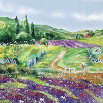 20 ServiettenLavender landscape Lavendel 33x33,Ambiente 