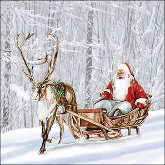 20 Servietten Santa in snowy forest  33x33,Ambiente 